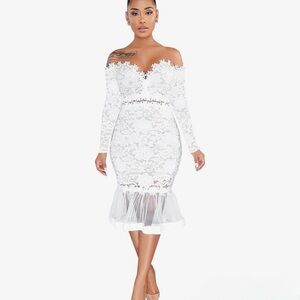Elegant White Lace Off-Shoulder Dress
